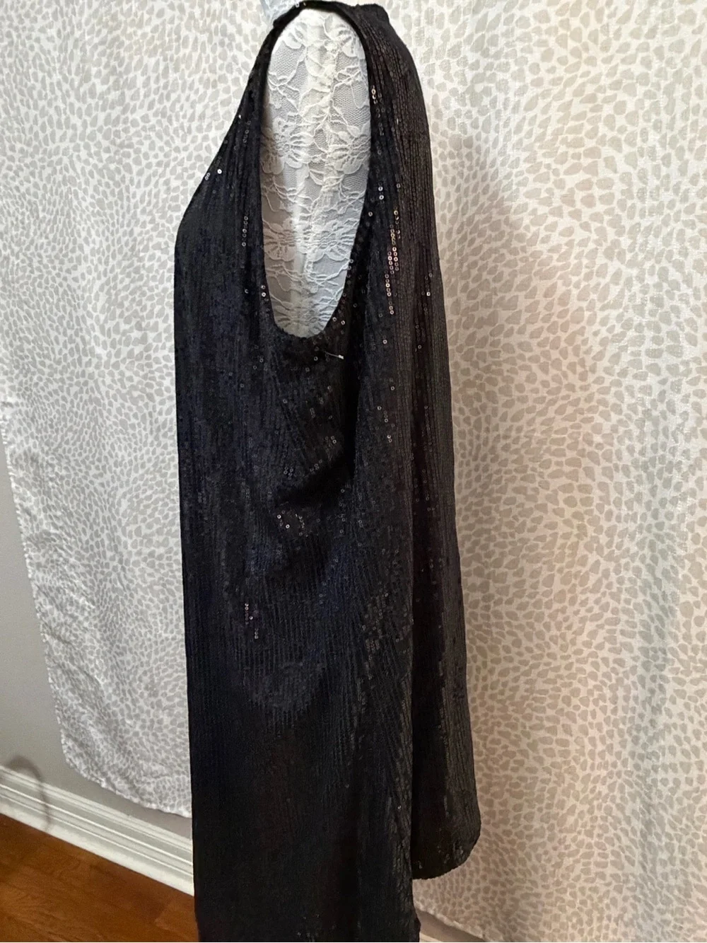 Women’s Black Sequin Draped Vest